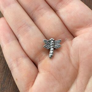 Vintage Carlo Biagi 925 Sterling Silver Dragonfly Slide Pendant Bracelet Charm